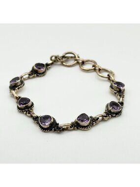Handmade  925 Sterling Silver & Purple Amethyst Bracelet
